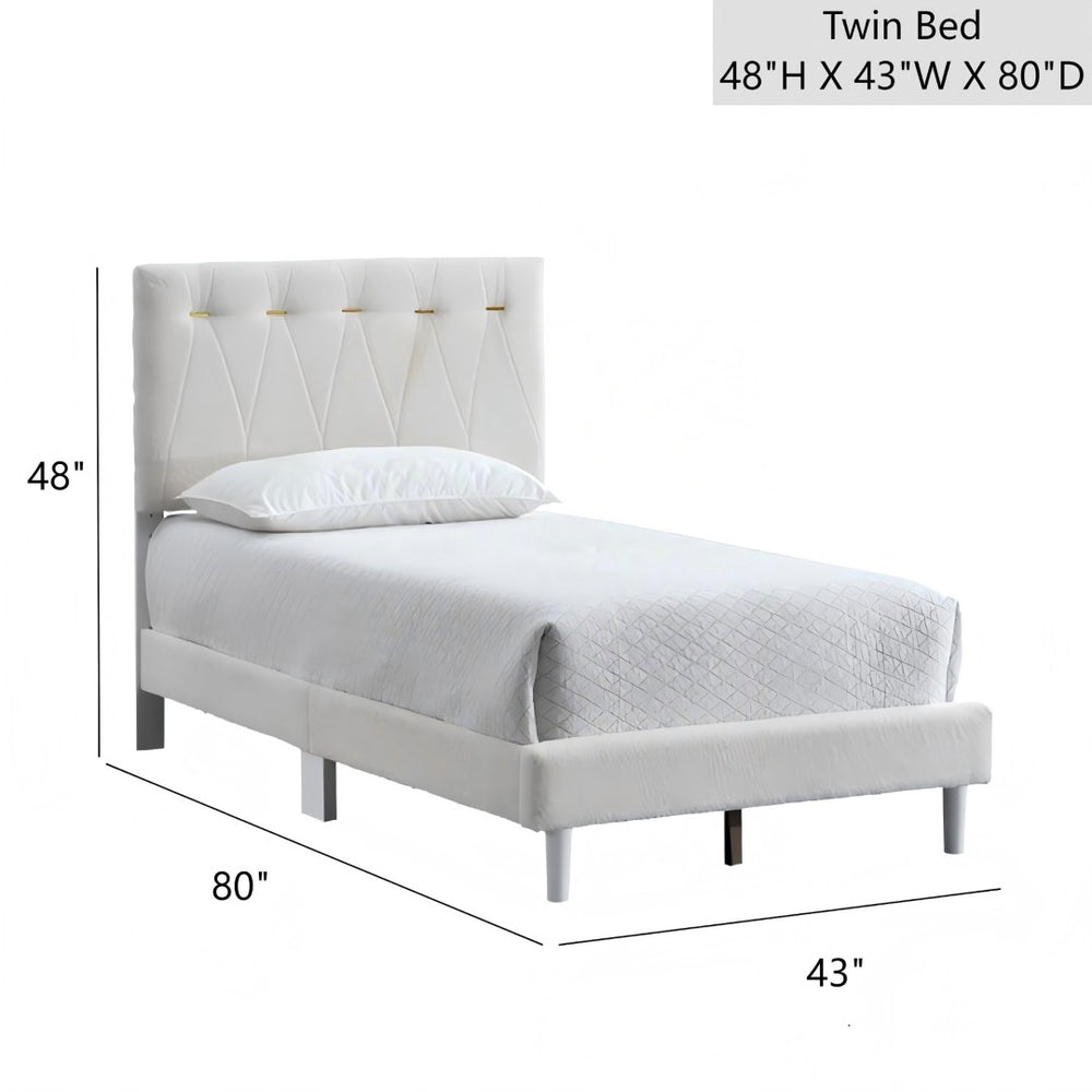 English Elm Sinclair Tufted Teddy Bear Fabric Platform Bed Gold Accented Headboard Twin Size B078P400737