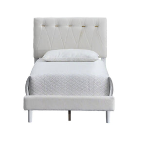 English Elm Sinclair Tufted Teddy Bear Fabric Platform Bed Gold Accented Headboard Twin Size B078P400737