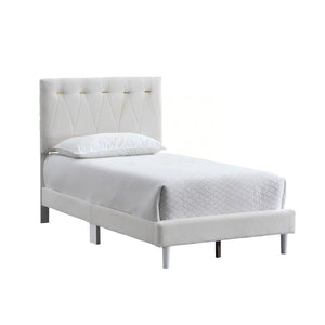 English Elm Sinclair Tufted Teddy Bear Fabric Platform Bed Gold Accented Headboard Twin Size B078P400737