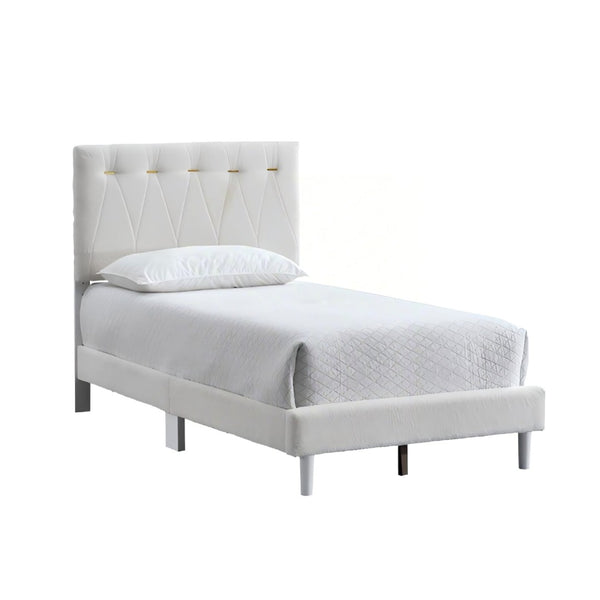 English Elm Sinclair Tufted Teddy Bear Fabric Platform Bed Gold Accented Headboard Twin Size B078P400737