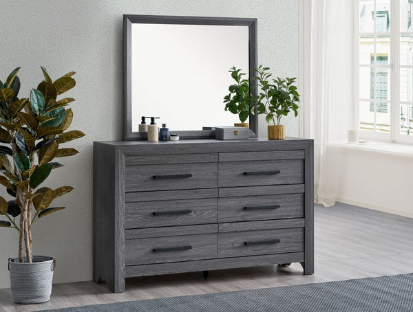 English Elm Rustica Gray Laminate Dresser with Dovetail Drawers and Dimensional Facade for Bedroom B078P473032