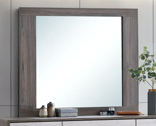 English Elm Aberdeen Wall Mirror with Low-distortion Glass and Gray Oak Laminate Frame for Bedroom B078P497934