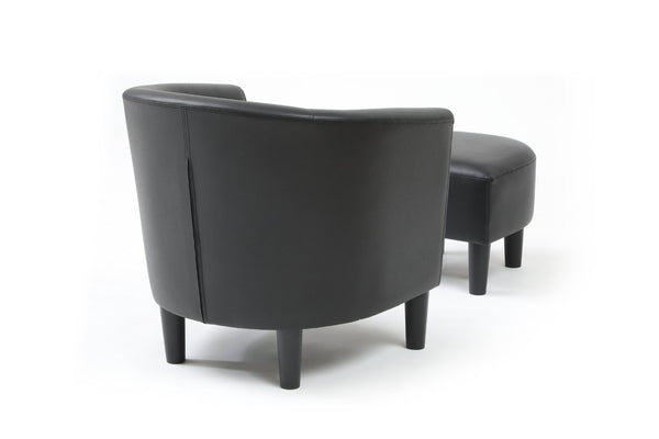 English Elm Salem Faux Leather Accent Chair with Ottoman Baseball Stitch Tailored Compact Seating Black B078P498670