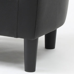English Elm Salem Faux Leather Accent Chair with Ottoman Baseball Stitch Tailored Compact Seating Black B078P498670