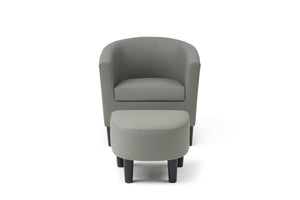 English Elm Salem Faux Leather Accent Chair with Ottoman Baseball Stitch Tailored Compact Seating Gray B078P498671
