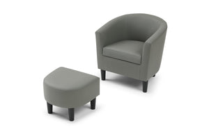 English Elm Salem Faux Leather Accent Chair with Ottoman Baseball Stitch Tailored Compact Seating Gray B078P498671