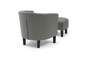 English Elm Salem Faux Leather Accent Chair with Ottoman Baseball Stitch Tailored Compact Seating Gray B078P498671