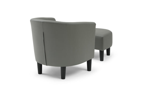 English Elm Salem Faux Leather Accent Chair with Ottoman Baseball Stitch Tailored Compact Seating Gray B078P498671