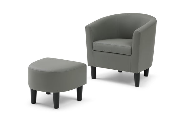 English Elm Salem Faux Leather Accent Chair with Ottoman Baseball Stitch Tailored Compact Seating Gray B078P498671