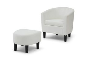 English Elm Salem Faux Leather Accent Chair with Ottoman Baseball Stitch Tailored Compact Seating White B078P498672