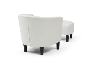 English Elm Salem Faux Leather Accent Chair with Ottoman Baseball Stitch Tailored Compact Seating White B078P498672