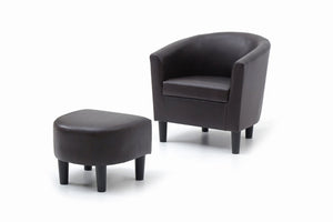 English Elm Salem Faux Leather Accent Chair with Ottoman Baseball Stitch Tailored Compact Seating Dark Brown B078P498673