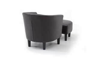 English Elm Salem Faux Leather Accent Chair with Ottoman Baseball Stitch Tailored Compact Seating Dark Brown B078P498673