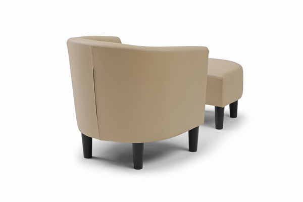 English Elm Salem Faux Leather Accent Chair with Ottoman Baseball Stitch Tailored Compact Seating Beige B078P498674