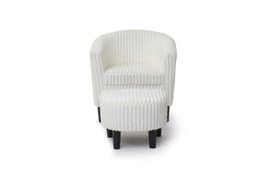 English Elm Salem Faux Leather Accent Chair and Ottoman Set with Baseball Stitch Tailored Seating White B078P498675