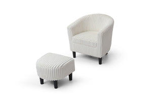 English Elm Salem Faux Leather Accent Chair and Ottoman Set with Baseball Stitch Tailored Seating White B078P498675