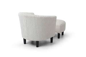 English Elm Salem Faux Leather Accent Chair and Ottoman Set with Baseball Stitch Tailored Seating White B078P498675