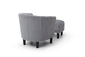 English Elm Salem Faux Leather Accent Chair and Ottoman Set with Baseball Stitch Tailored Seating Gray B078P498676