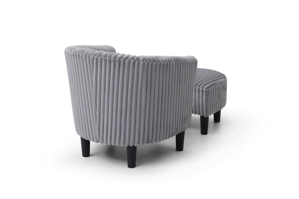 English Elm Salem Faux Leather Accent Chair and Ottoman Set with Baseball Stitch Tailored Seating Gray B078P498676
