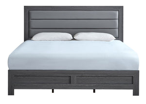 English Elm Plano Full Bed with Faux Leather Headboard and Wood Grain Laminate Modern Frame Gray B078P498677