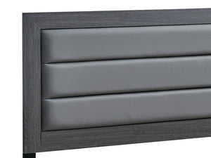 English Elm Plano Full Bed with Faux Leather Headboard and Wood Grain Laminate Modern Frame Gray B078P498677