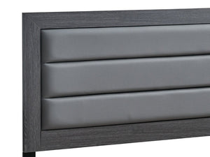 English Elm Plano King Bed Faux Leather Padded Headboard Wood Grain Laminate Frame Bedroom Gray B078P498678