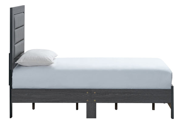 English Elm Plano Twin Bed Faux Leather Padded Headboard Wood Grain Laminate Frame Modern Youth Gray B078P498680