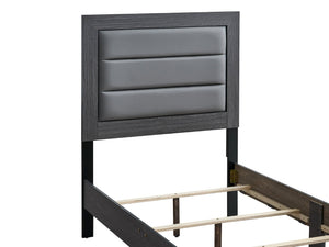 English Elm Plano Twin Bed Faux Leather Padded Headboard Wood Grain Laminate Frame Modern Youth Gray B078P498680