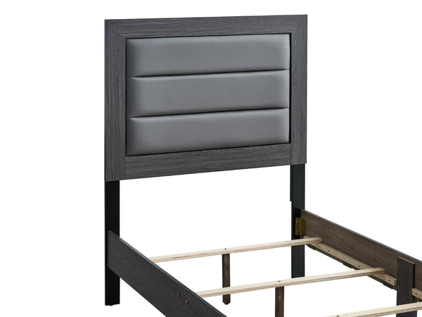 English Elm Plano Twin Bed Faux Leather Padded Headboard Wood Grain Laminate Frame Modern Youth Gray B078P498680