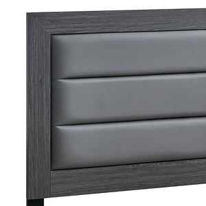 English Elm Plano Twin Bed Faux Leather Padded Headboard Wood Grain Laminate Frame Modern Youth Gray B078P498680