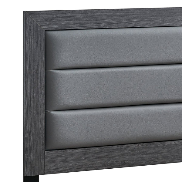 English Elm Plano Twin Bed Faux Leather Padded Headboard Wood Grain Laminate Frame Modern Youth Gray B078P498680