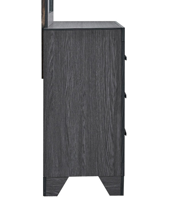 English Elm Plano Six Drawer Wide Dresser with Wood Grain Laminate and Modern Metal Hardware Gray B078P498682