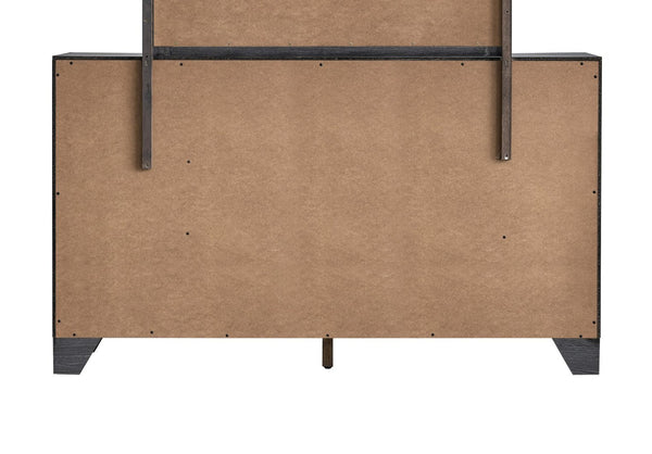English Elm Plano Six Drawer Wide Dresser with Wood Grain Laminate and Modern Metal Hardware Gray B078P498682