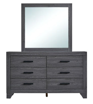 English Elm Plano Six Drawer Wide Dresser with Wood Grain Laminate and Modern Metal Hardware Gray B078P498682