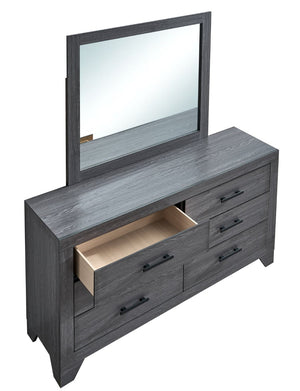 English Elm Plano Six Drawer Wide Dresser with Wood Grain Laminate and Modern Metal Hardware Gray B078P498682