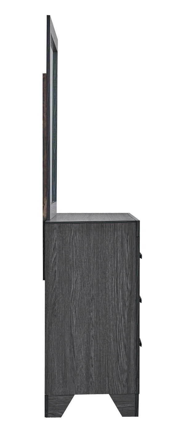 English Elm Plano Six Drawer Wide Dresser with Wood Grain Laminate and Modern Metal Hardware Gray B078P498682