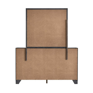 English Elm Plano Six Drawer Wide Dresser with Wood Grain Laminate and Modern Metal Hardware Gray B078P498682