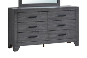 English Elm Plano Six Drawer Wide Dresser with Wood Grain Laminate and Modern Metal Hardware Gray B078P498682