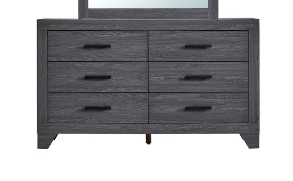 English Elm Plano Six Drawer Wide Dresser with Wood Grain Laminate and Modern Metal Hardware Gray B078P498682