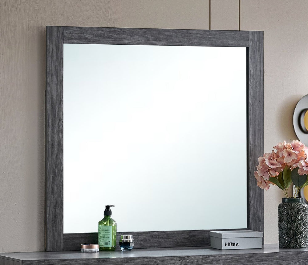 English Elm Plano Wood Grain Framed Wall Mirror with Low Distortion Glass for Bedroom Decor Gray B078P498683