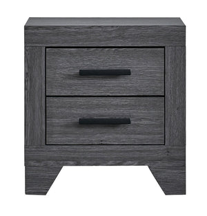 English Elm Plano Two Drawer Nightstand with Dovetail Joinery and Sleek Metal Hardware for Modern Bedrooms Gray B078P498684