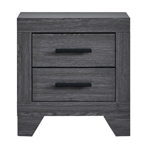 English Elm Plano Two Drawer Nightstand with Dovetail Joinery and Sleek Metal Hardware for Modern Bedrooms Gray B078P498684