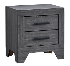 English Elm Plano Two Drawer Nightstand with Dovetail Joinery and Sleek Metal Hardware for Modern Bedrooms Gray B078P498684
