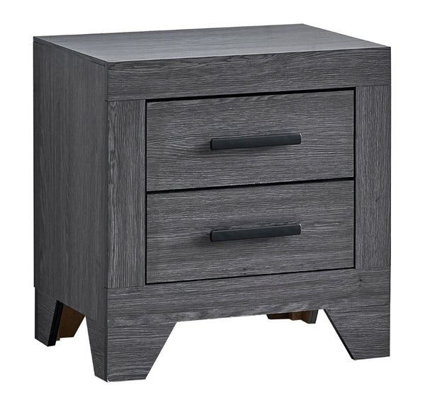 English Elm Plano Two Drawer Nightstand with Dovetail Joinery and Sleek Metal Hardware for Modern Bedrooms Gray B078P498684