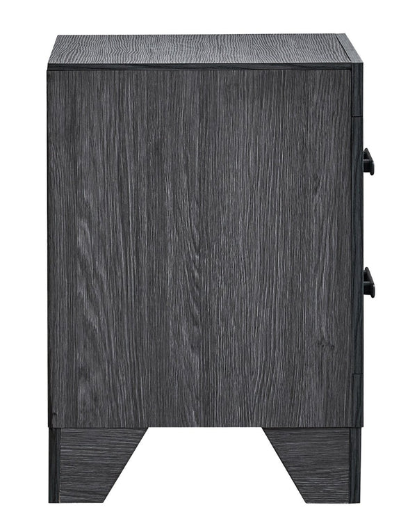 English Elm Plano Two Drawer Nightstand with Dovetail Joinery and Sleek Metal Hardware for Modern Bedrooms Gray B078P498684