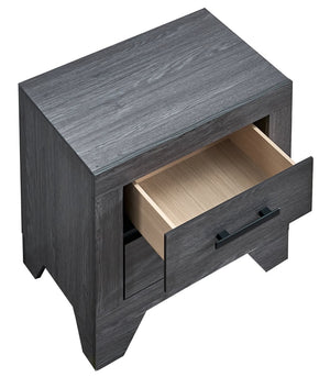 English Elm Plano Two Drawer Nightstand with Dovetail Joinery and Sleek Metal Hardware for Modern Bedrooms Gray B078P498684