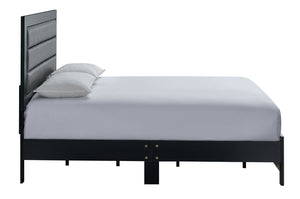 English Elm Plano Full Bed with Faux Leather Headboard and Wood Grain Laminate Modern Frame Black B078P498685