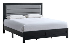 English Elm Plano Full Bed with Faux Leather Headboard and Wood Grain Laminate Modern Frame Black B078P498685