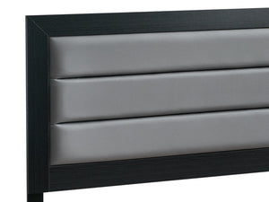 English Elm Plano Full Bed with Faux Leather Headboard and Wood Grain Laminate Modern Frame Black B078P498685