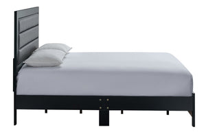 English Elm Plano King Bed Faux Leather Padded Headboard Wood Grain Laminate Frame Bedroom Black B078P498686